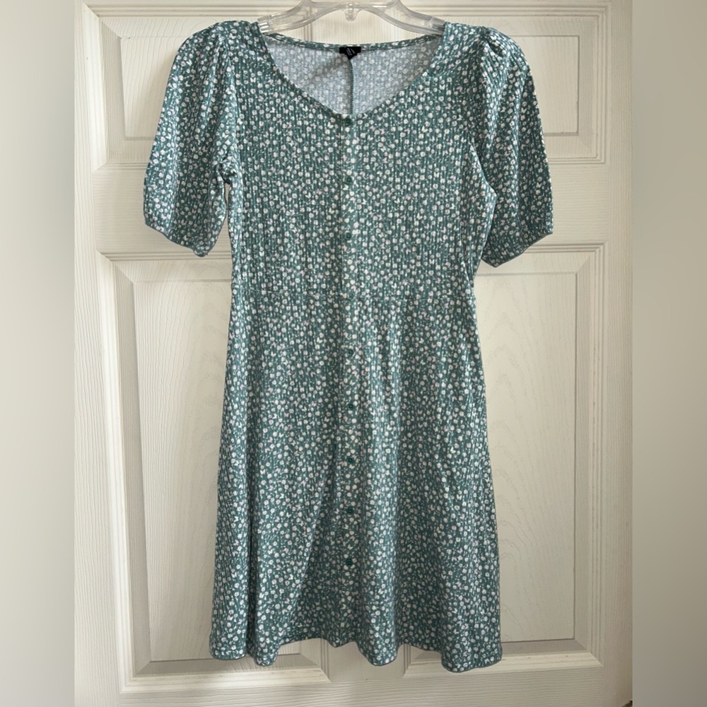 Floral Mini Sundress Sz L Juniors Light Green Balletcore Cottagecore